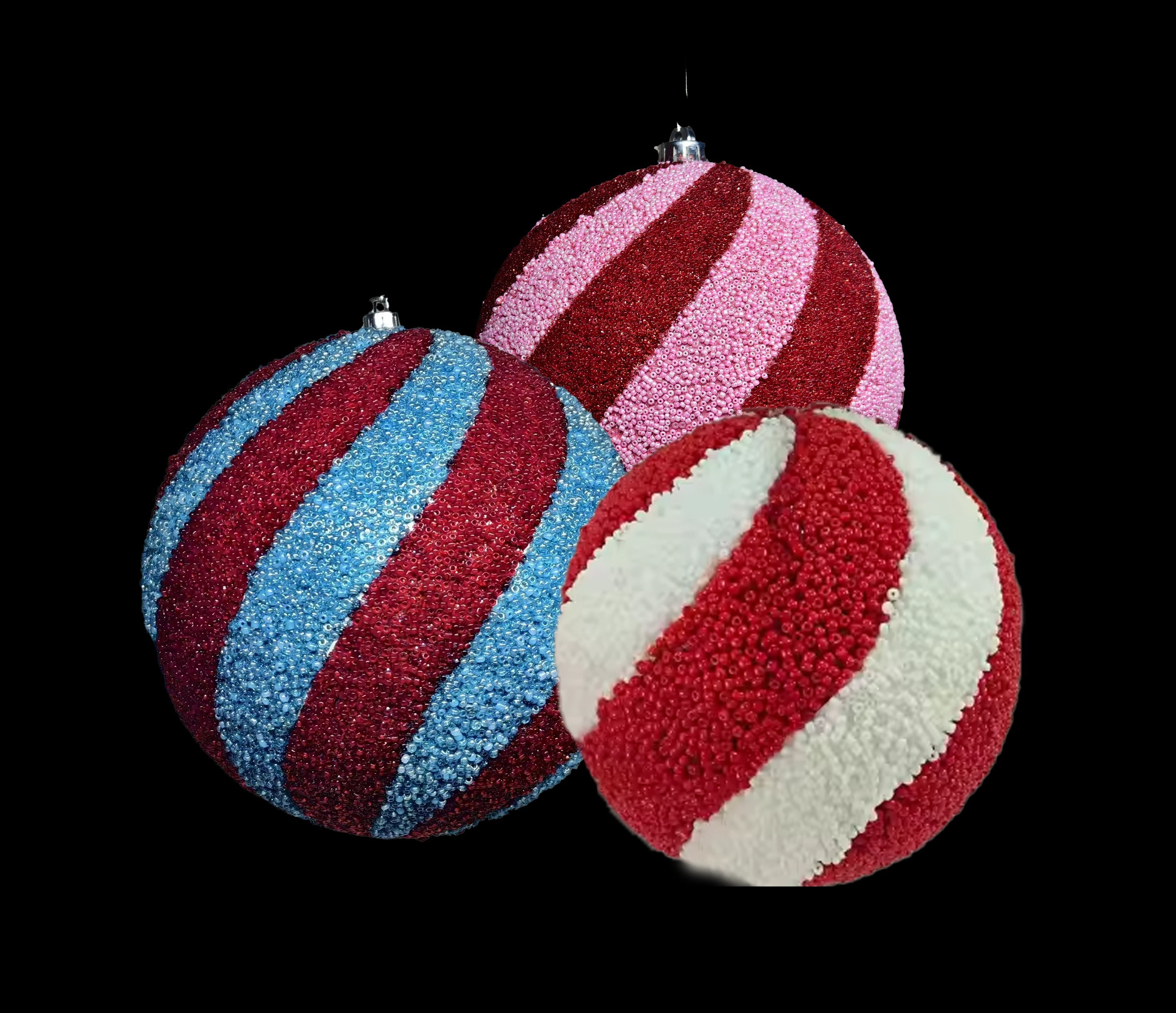 Beaded Diagonal Ball Ornaments