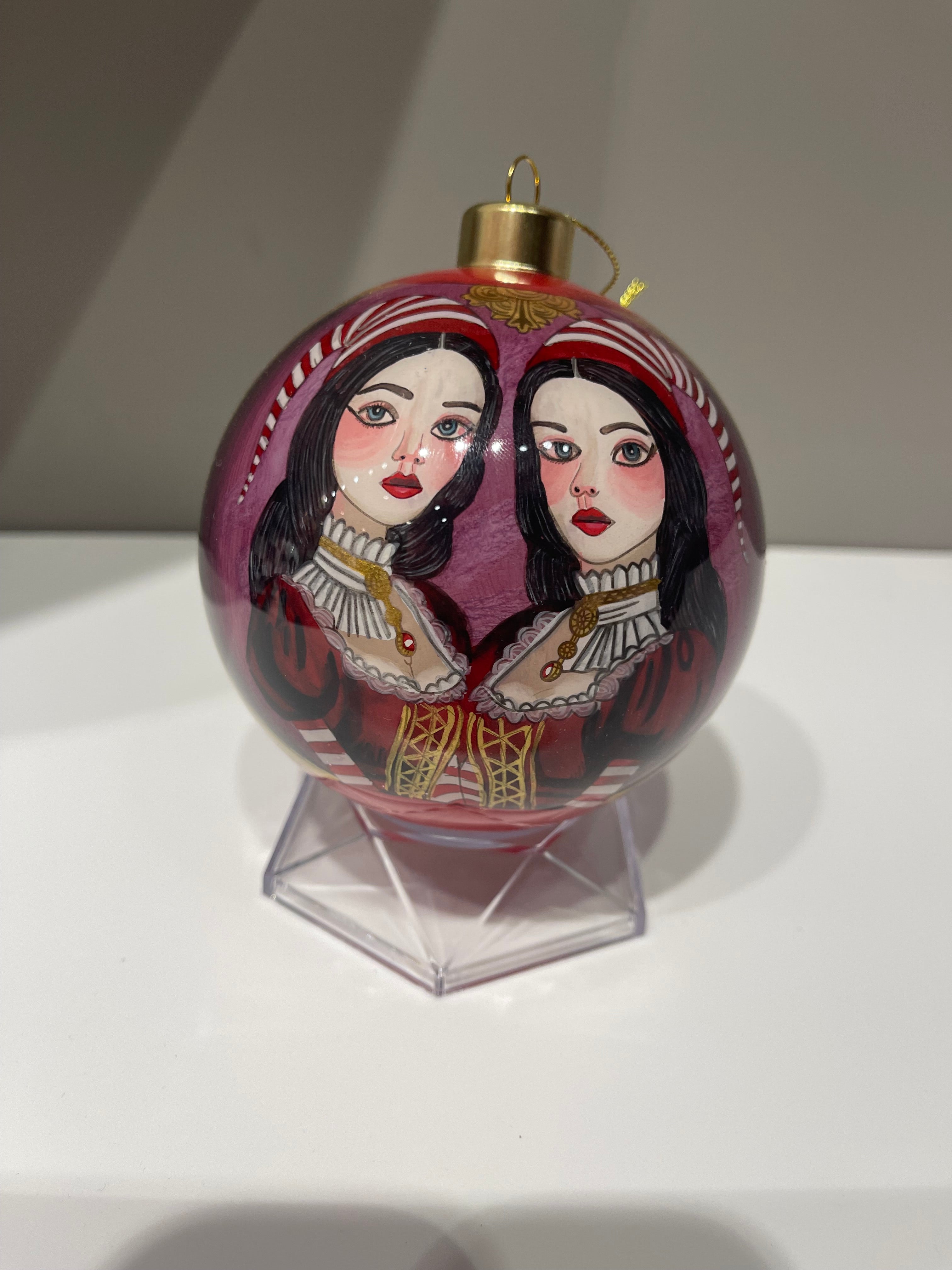 Tweedles Dark Hair Limited Edition Glass Ornament - 4 inch