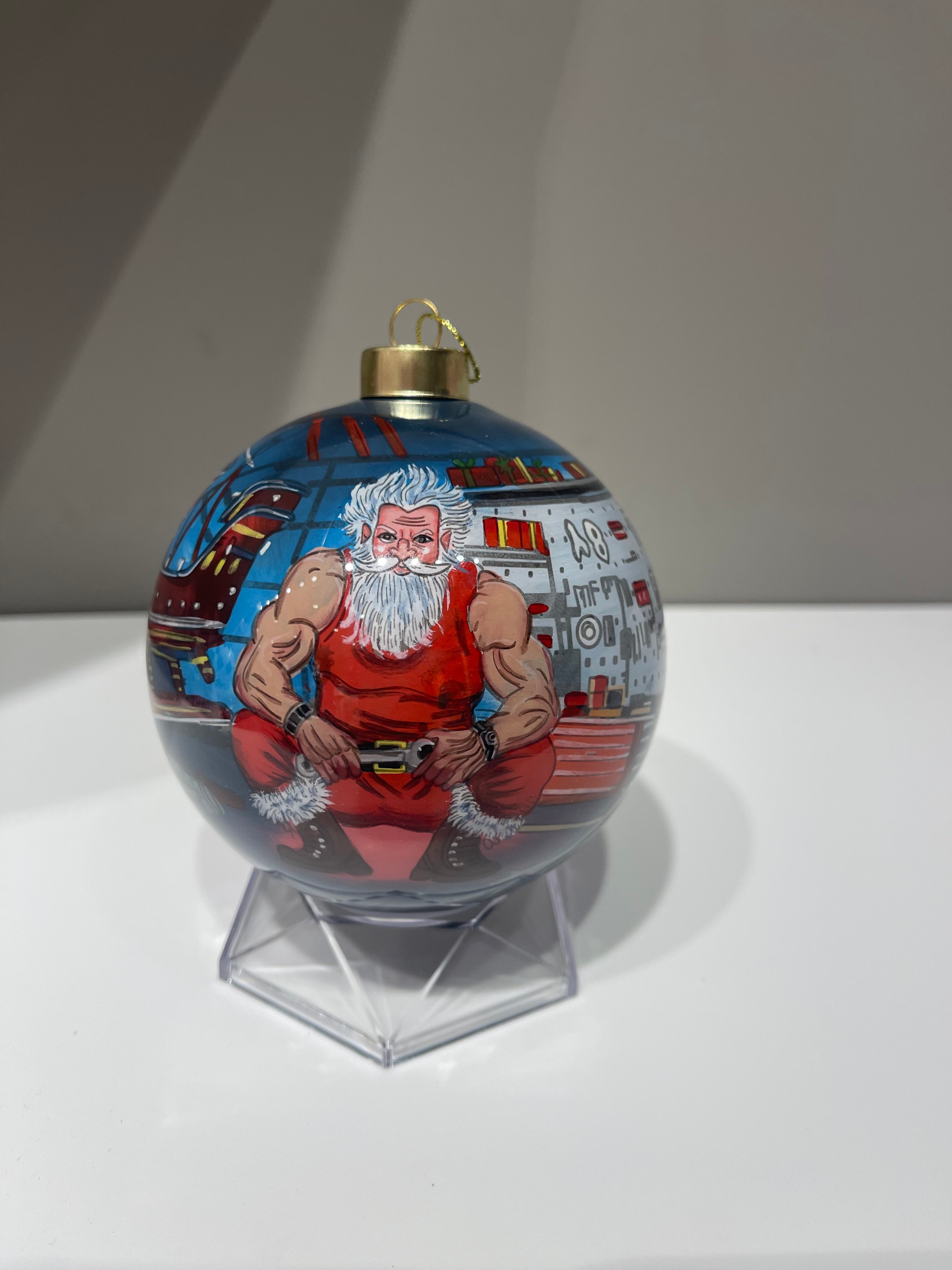 Cool Santa's Workshop Limited Edition Glass Ornament - 4 inch