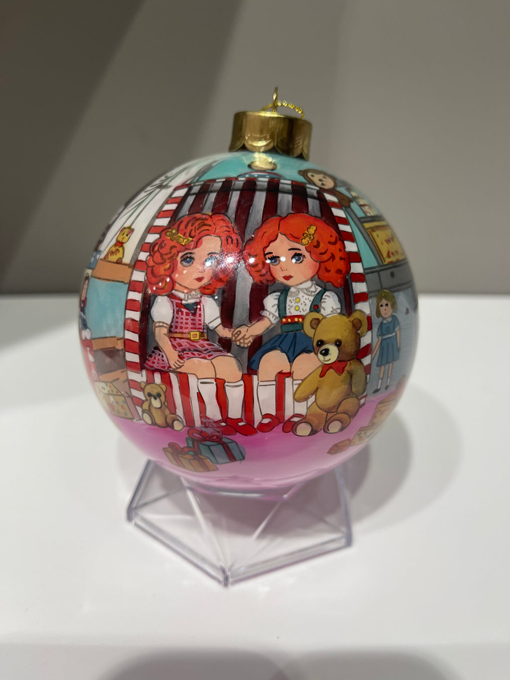 Twins in Girls Room Limited Edition Glass Ornament - 4 inch
