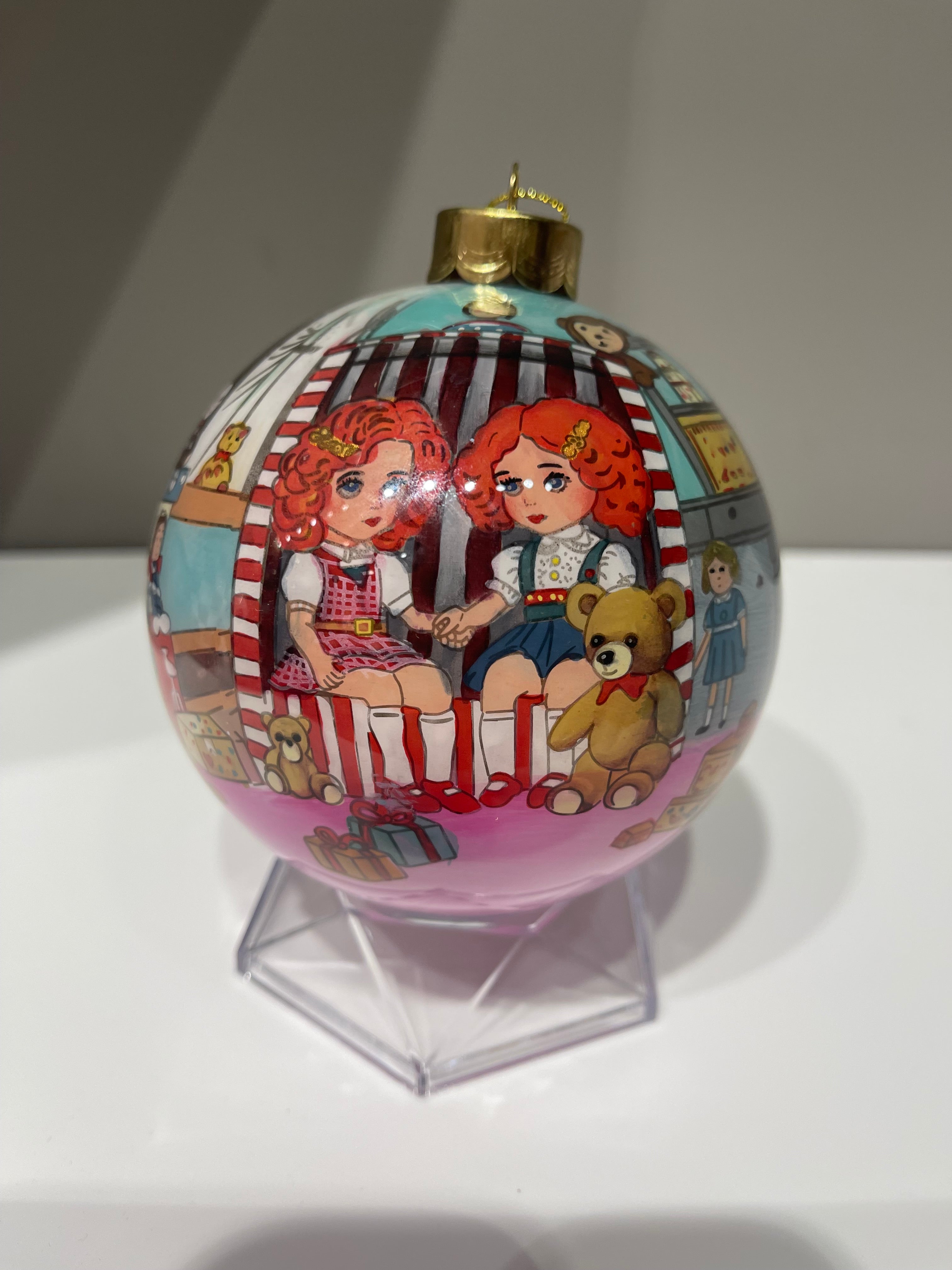 Twins in Girls Room Limited Edition Glass Ornament - 4 inch