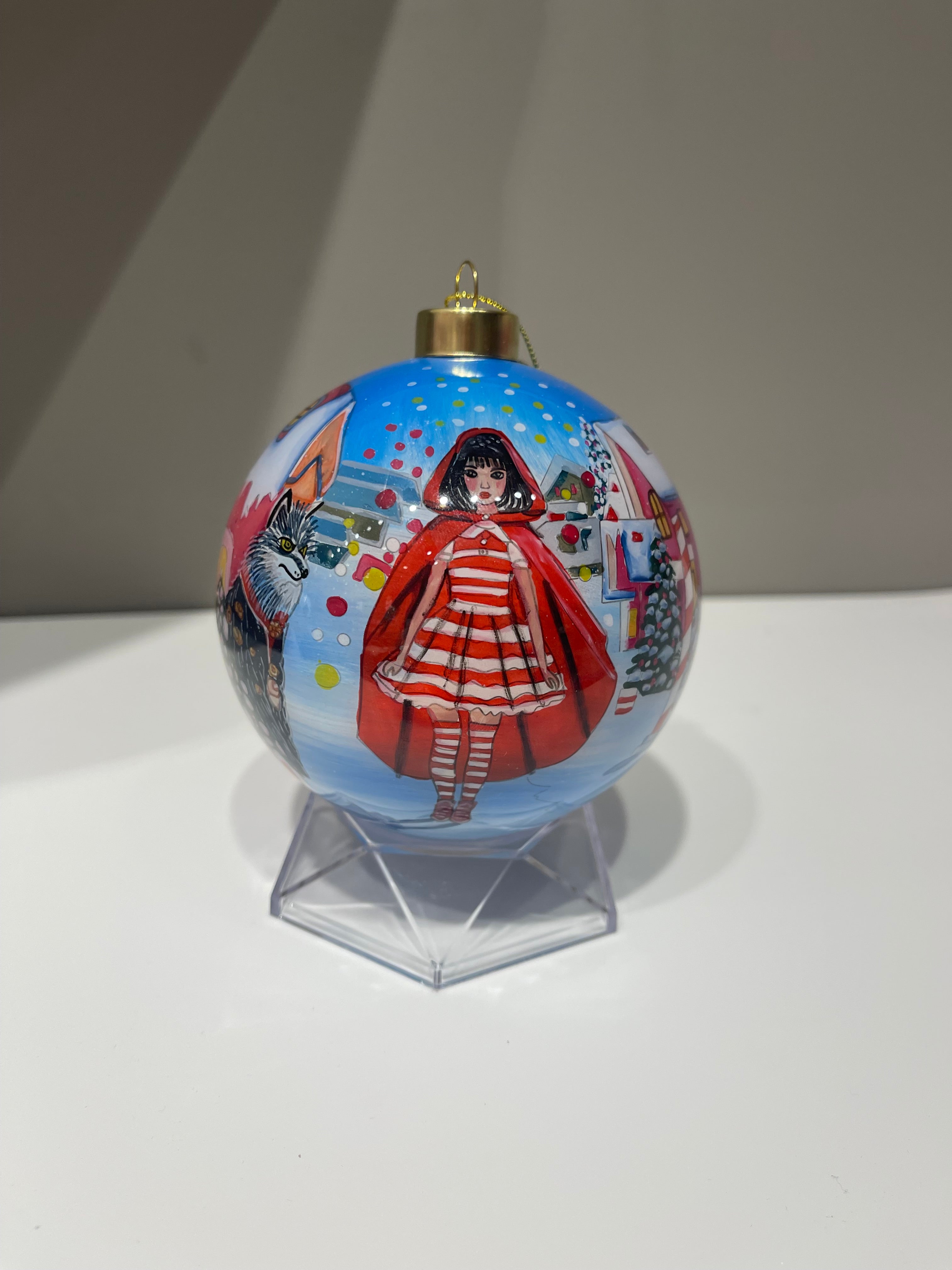 Little Red Riding Hood in Town Limited Edition Glass Ornament - 4 inch