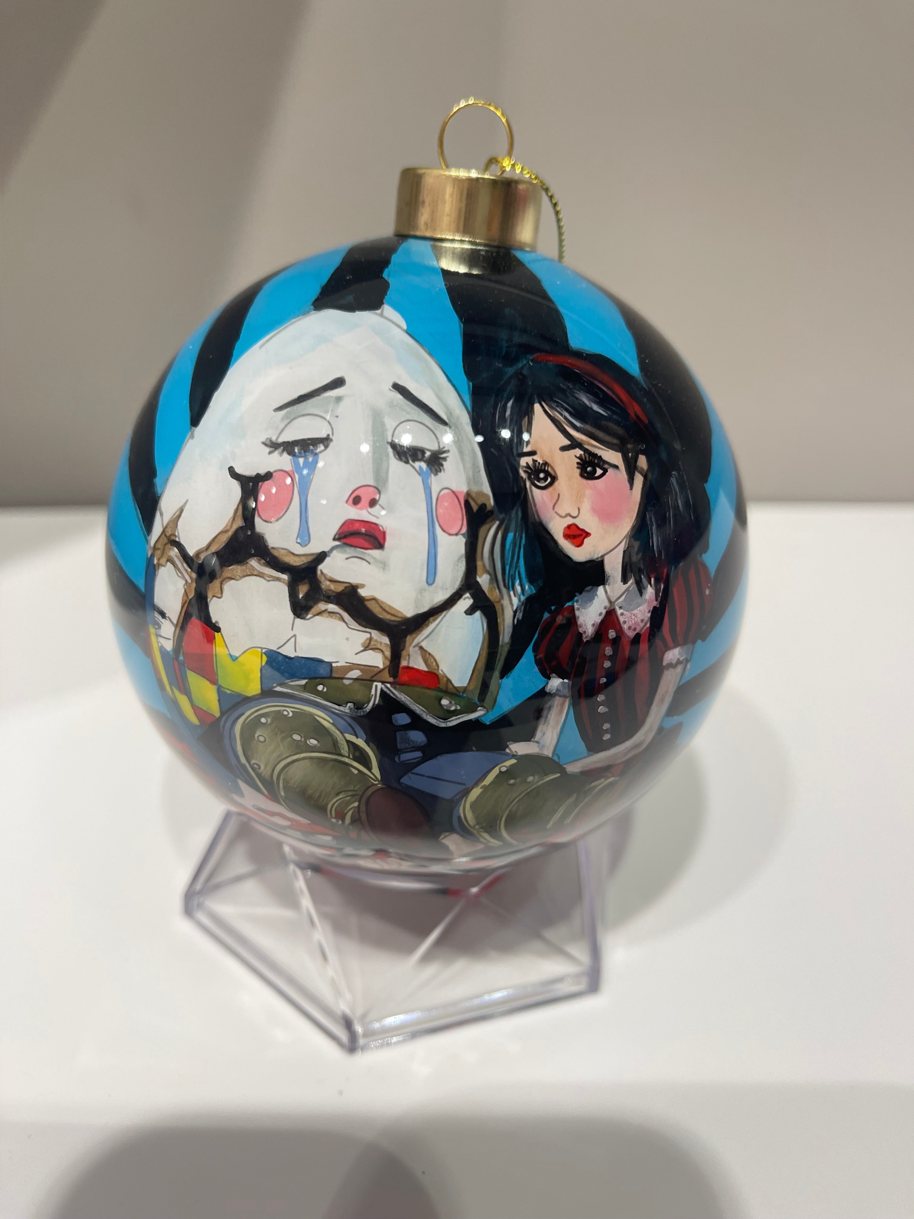 Humpty Dumpty Blue Limited Edition Glass Ornament - 4 inch