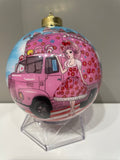 Princess Cupcake Van Limited Edition Glass Ornament - 4 inch