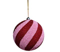 Beaded Ball 6 inch - pink and red diagonal stripes