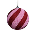 Beaded Ball 8 inch - pink and red diagonal stripes