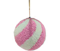 Beaded Ball 6 inch -  - pink and white diagonal stripes