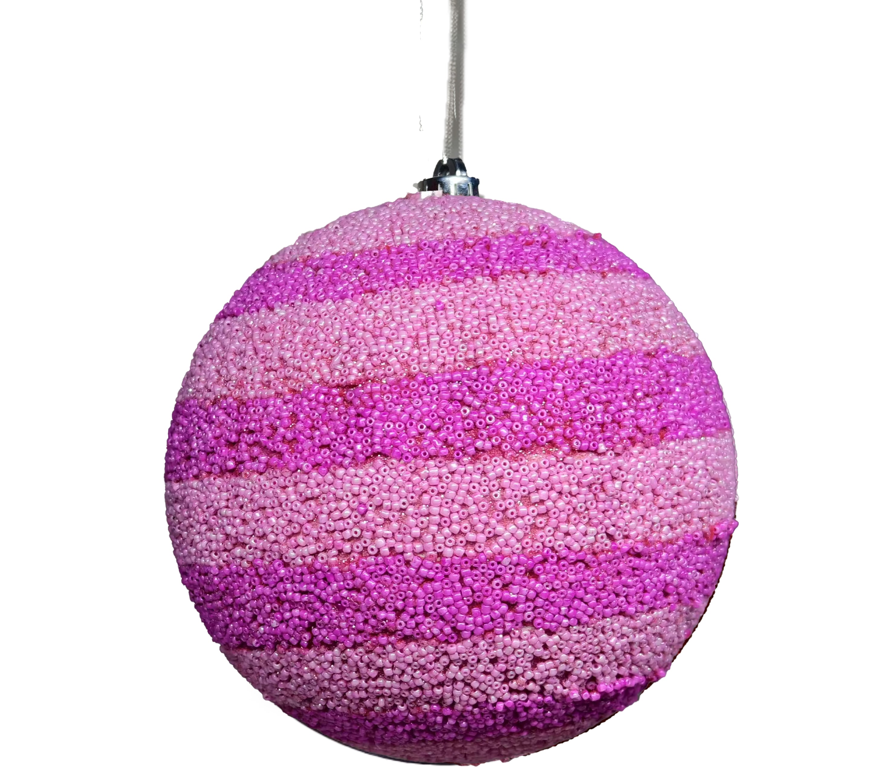 Beaded Ball 8 inch - pink on pink horizontal stripes