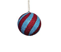 Beaded Ball 4 inch -  - blue and red diagonal stripes