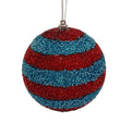Beaded Ball 8 inch - red and blue horizontal stripes