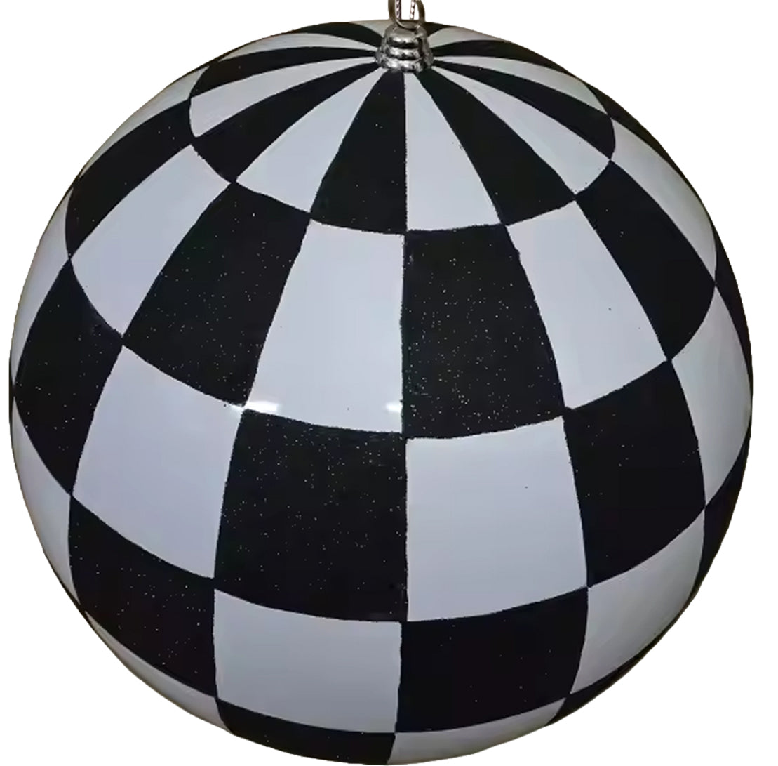 Glitter Ball 20 inch - black and white checkered