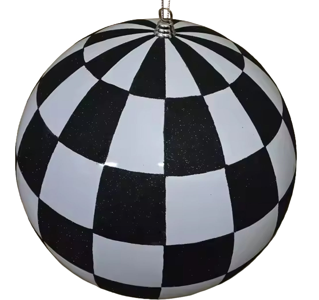 Glitter Ball Black and White Checkered -- 16 inch