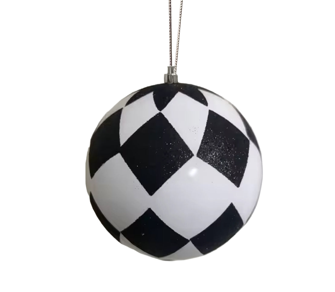 Glitter Ball 6 inch - white and black