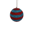 Beaded Ball 4 inch - red and blue horizontal stripes