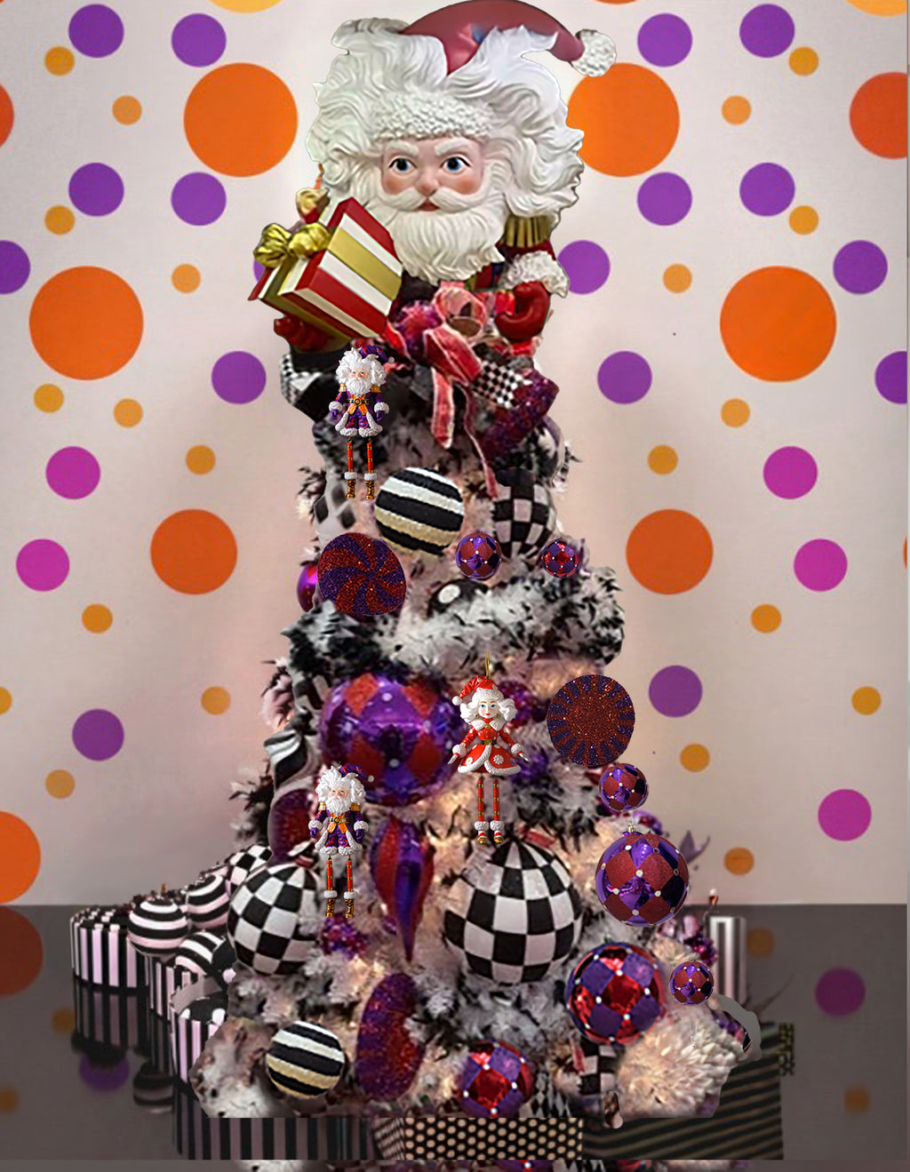 Cool Santa Purple Black and White Custom Tree - Platinum
