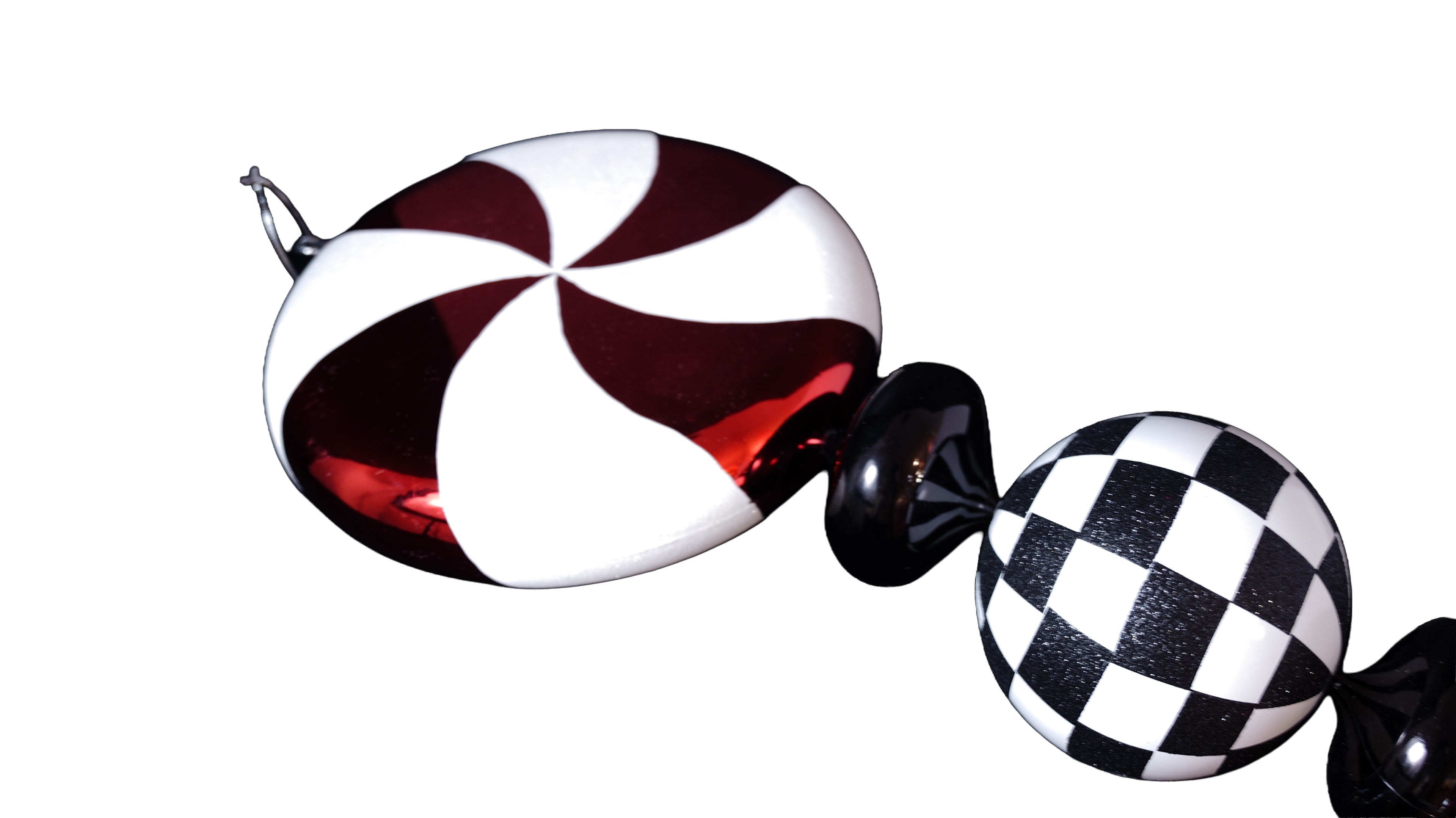 Large Finial Ornament 45 inch - red black and white