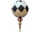 Finial Ornament 10 inch - white with black diamonds