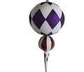 Finial Ornament 10 inch - white with purple diamonds