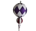 Finial Ornament 8 inch - white with purple diamonds