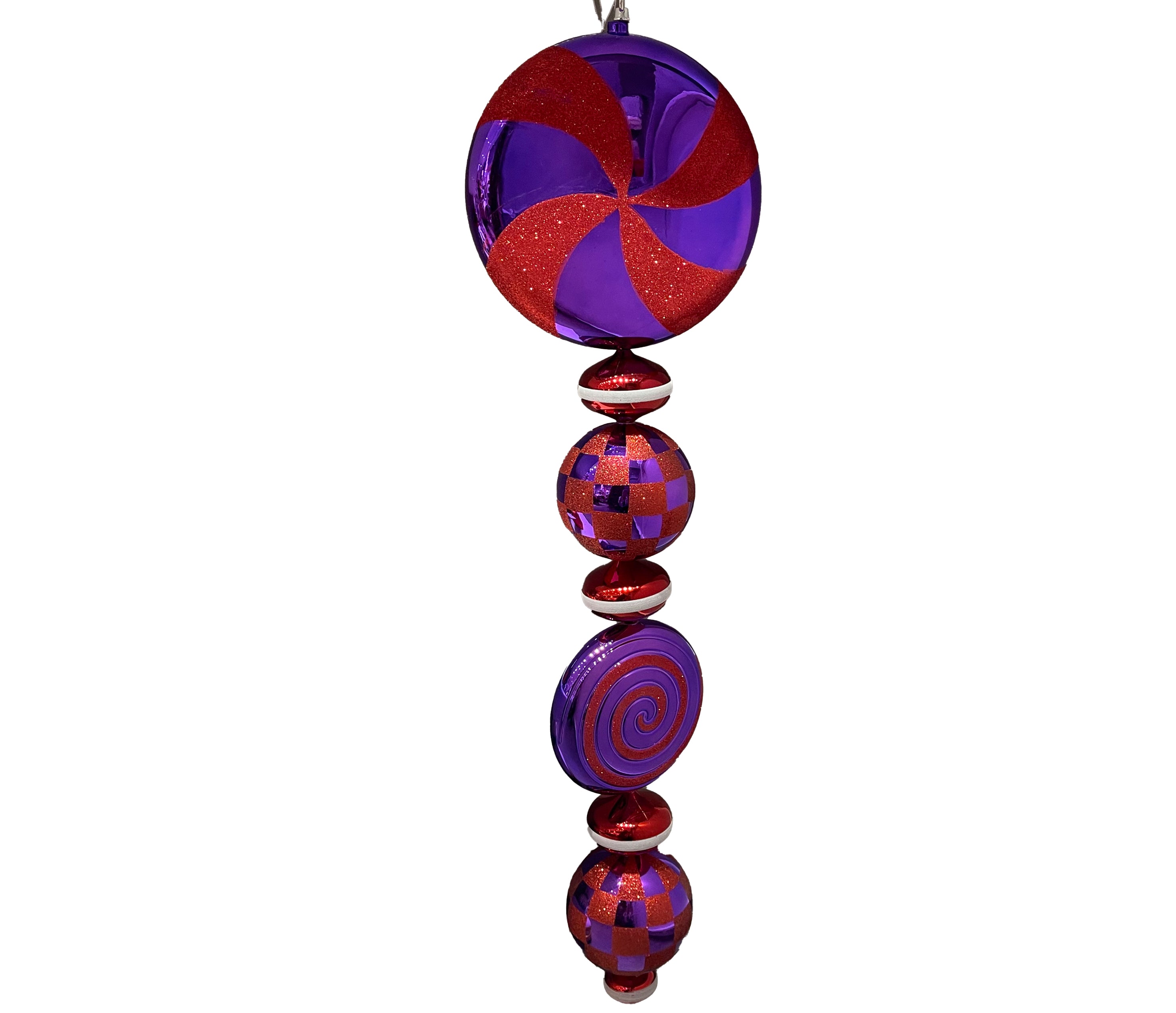 Large Finial Ornament 45 inch - red and purple