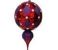 Finial Ornament 10 inch - red with purple diamonds