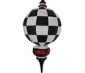 Finial Ornament 10 inch - black and white checkered