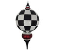 Finial Ornament 8 inch - black and white checkered
