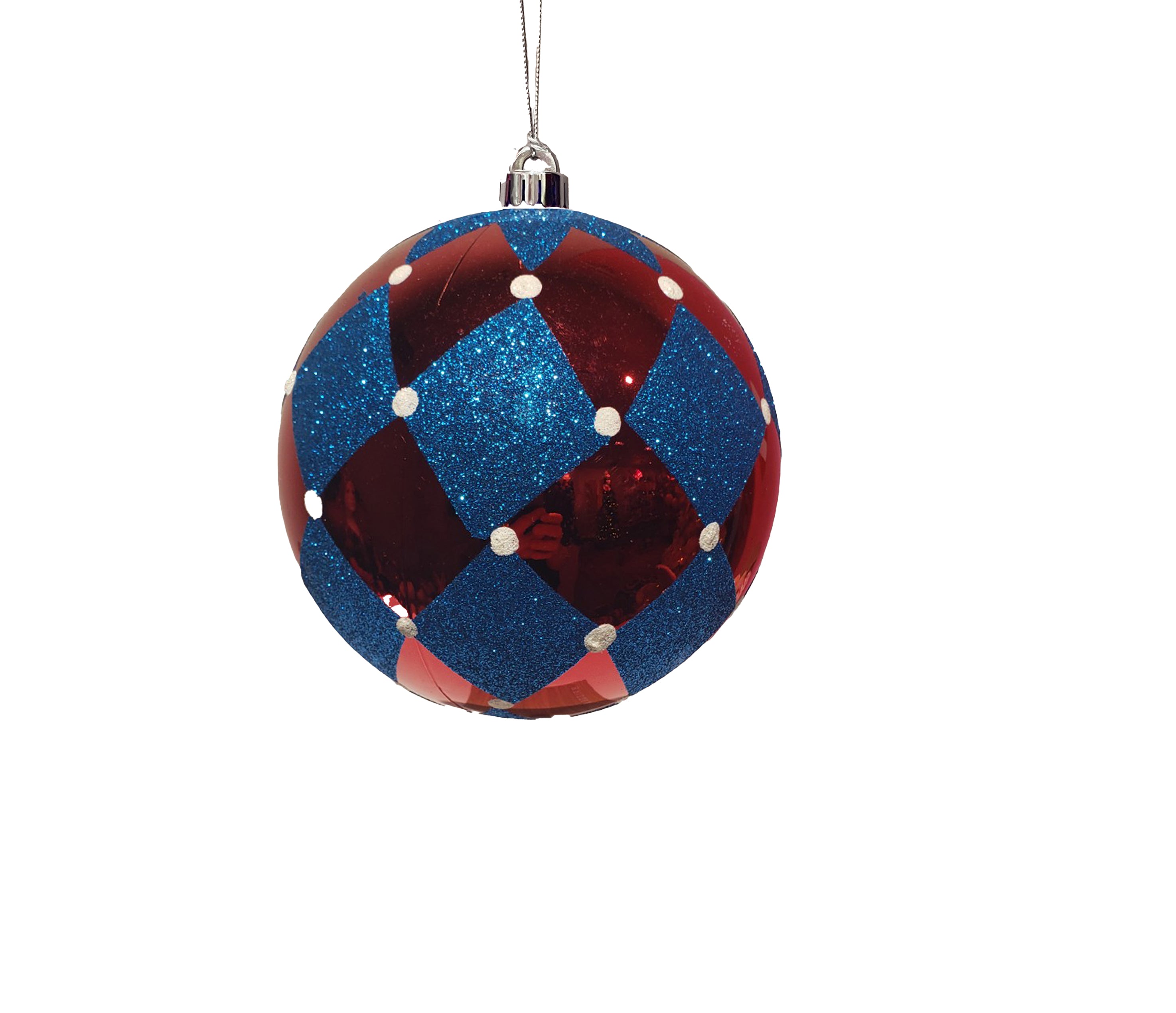 Glitter Ball 4 inch - red and blue