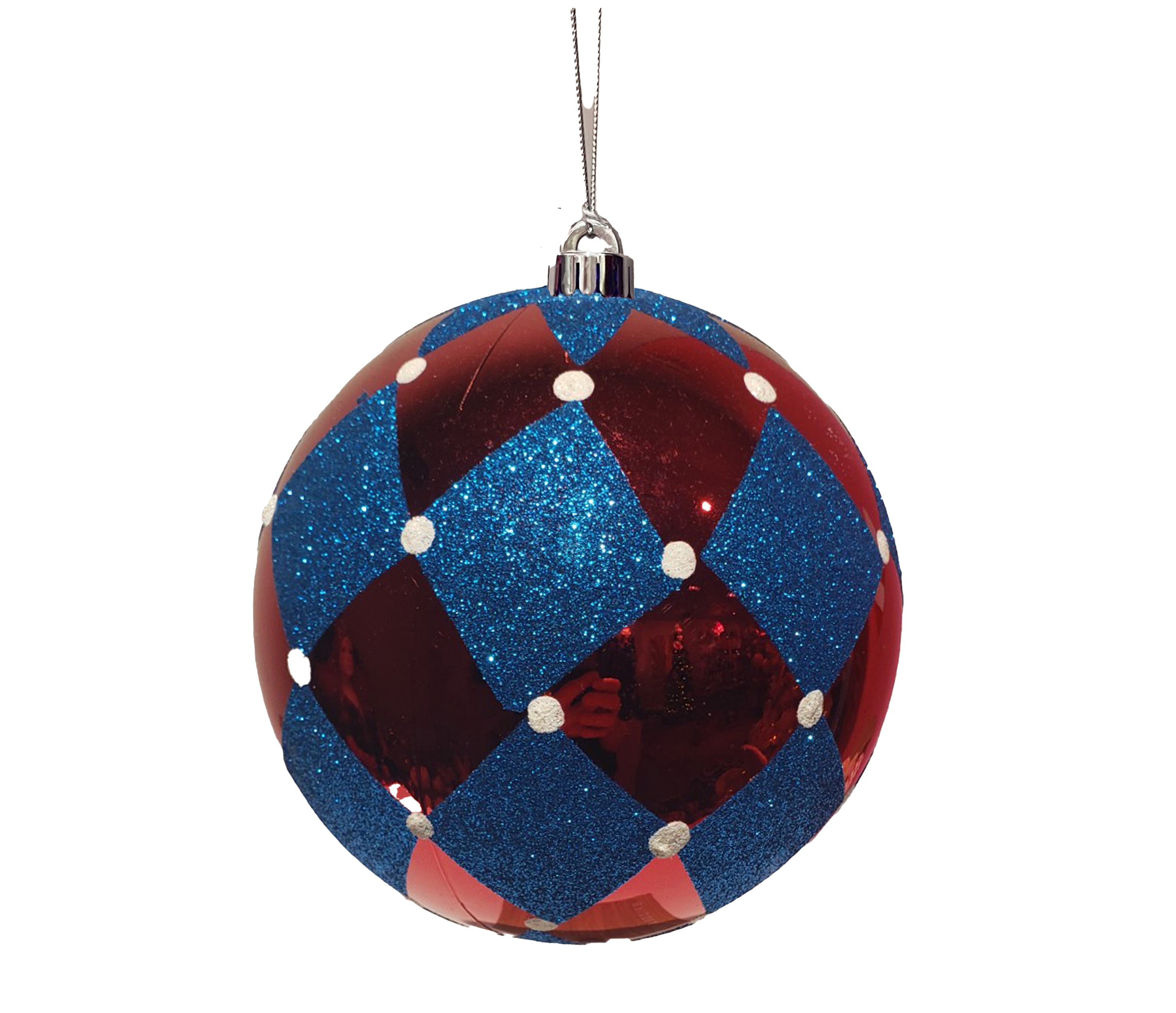 Glitter Ball 6 inch - red and blue