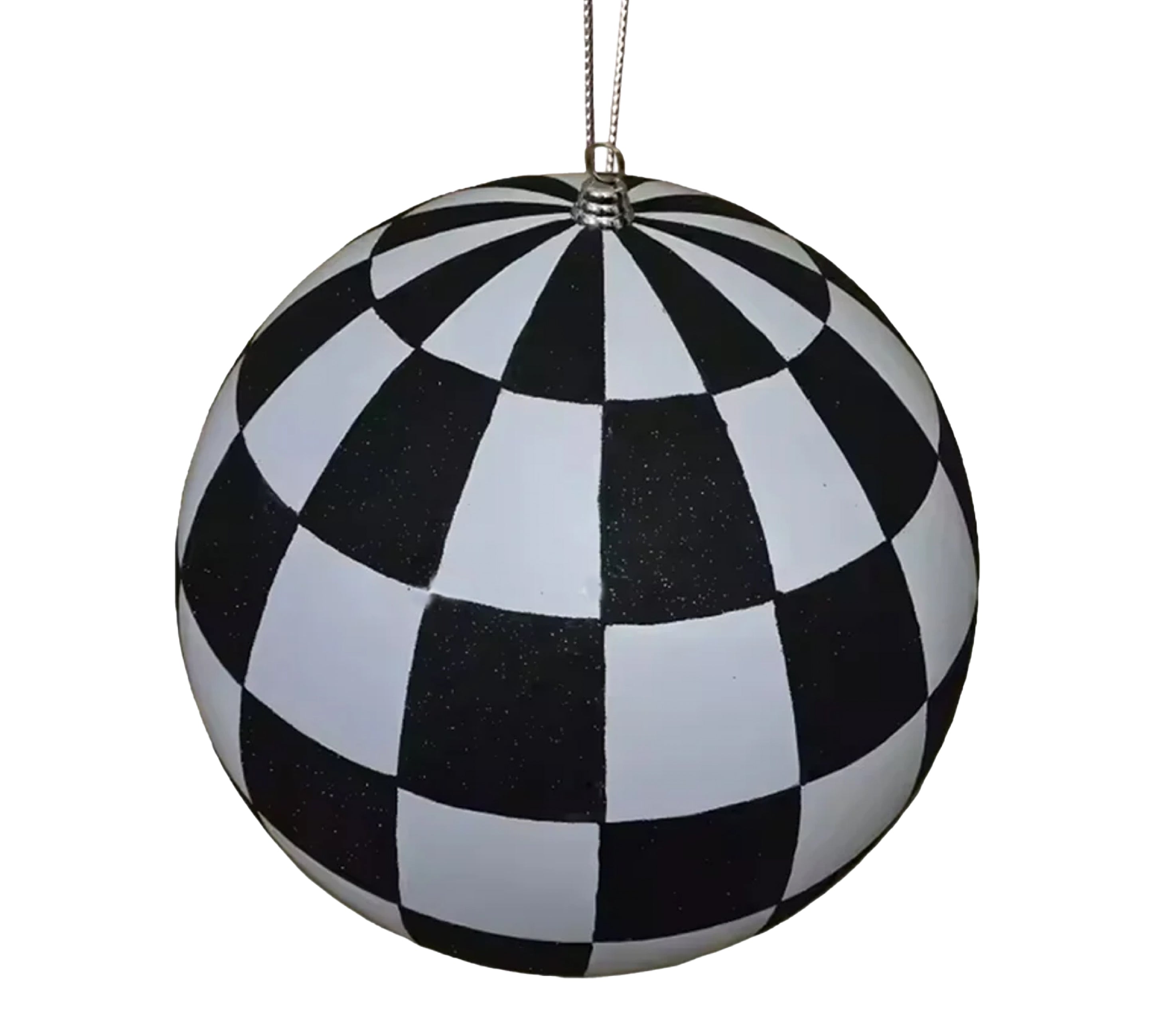 Glitter Ball 12 inch - black and white checkered