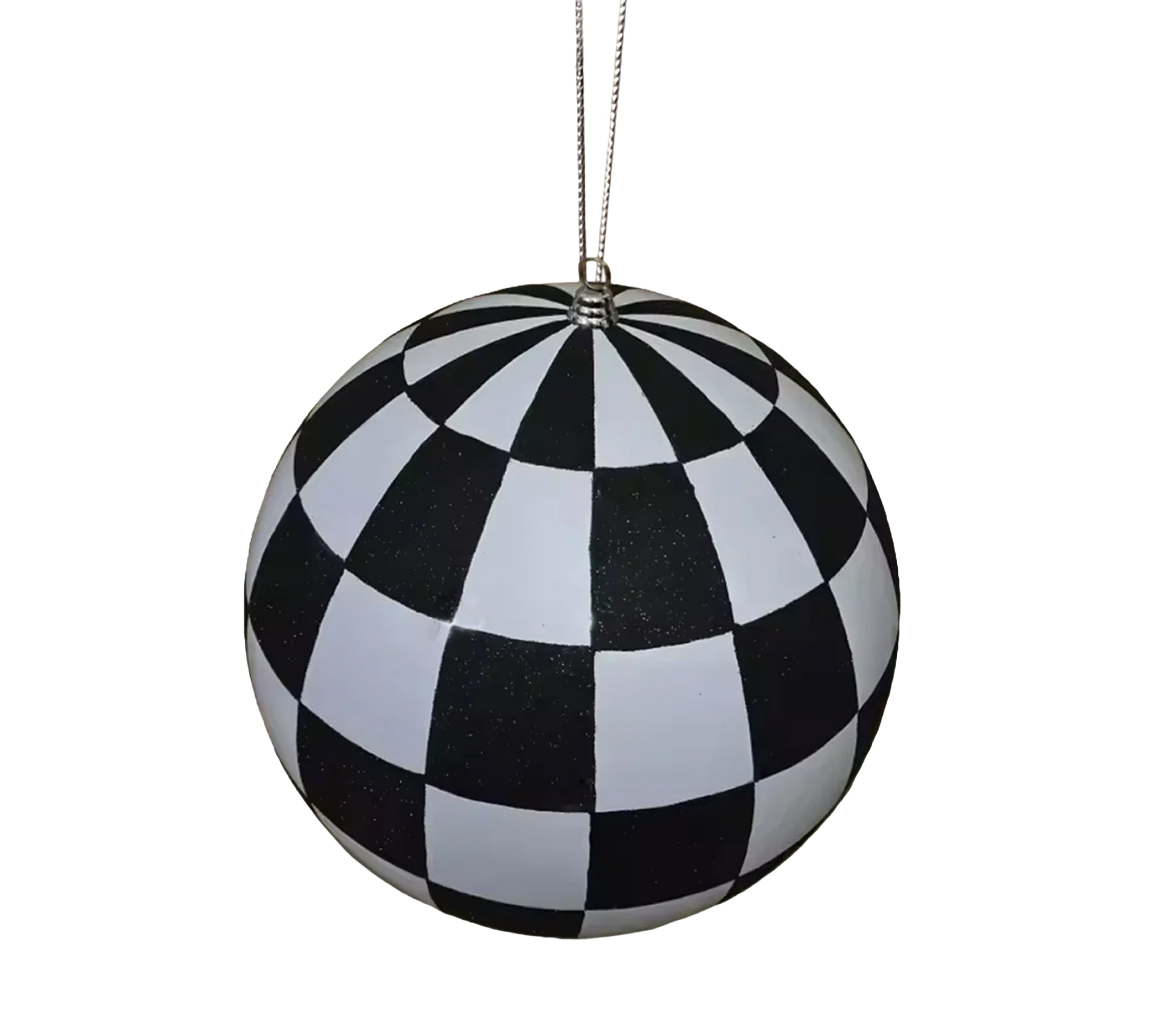 Glitter Ball 6 inch - black and white checkered