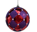 Glitter Ball 8 inch - red base with purple diamonds
