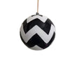 Glitter Ball 4 inch - - black and white zigzag