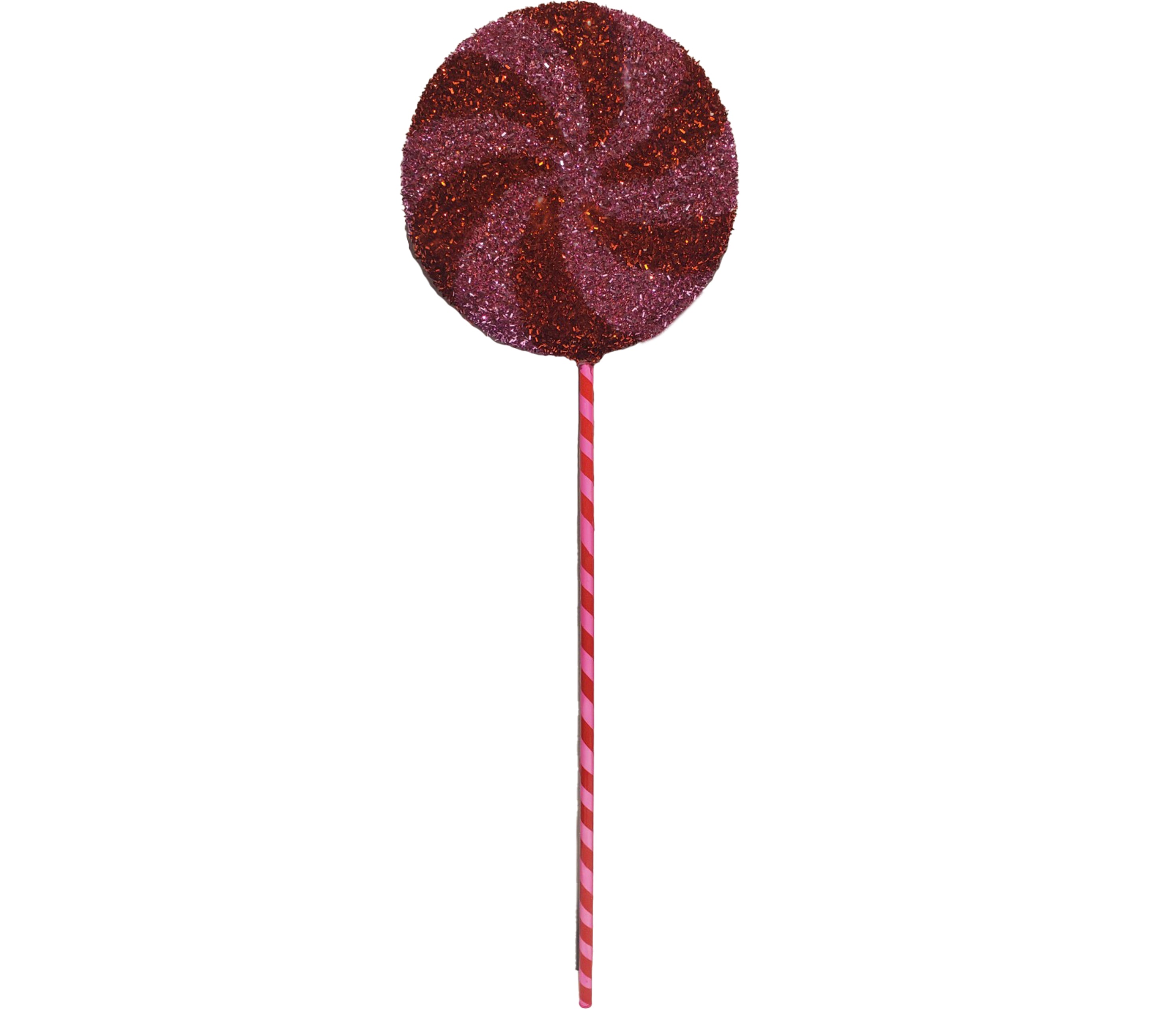 Glitter Lollipop 8 inch - pink and red peppermint