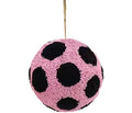 Beaded Ball 6 inch - pink with black polkadots
