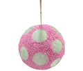 Beaded Ball 6 inch - pink with white polkadots