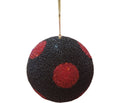 Beaded Ball 6 inch - black with red polkadots