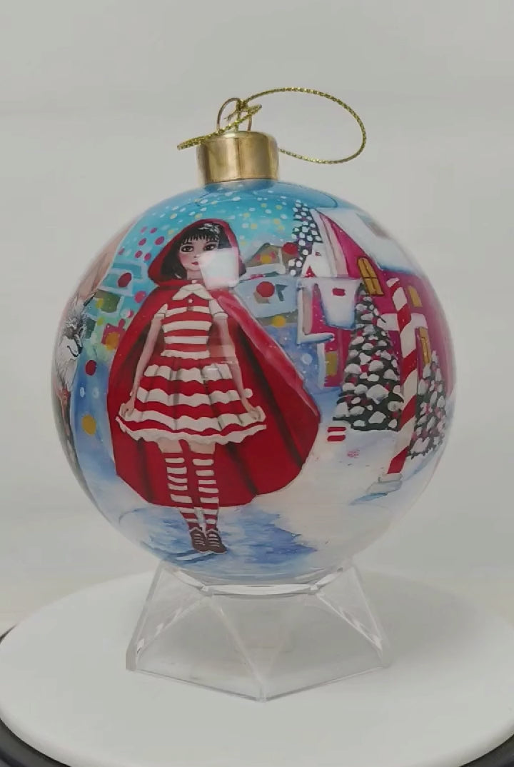 Little Red Riding Hood in Town Limited Edition Glass Ornament - 4 inch