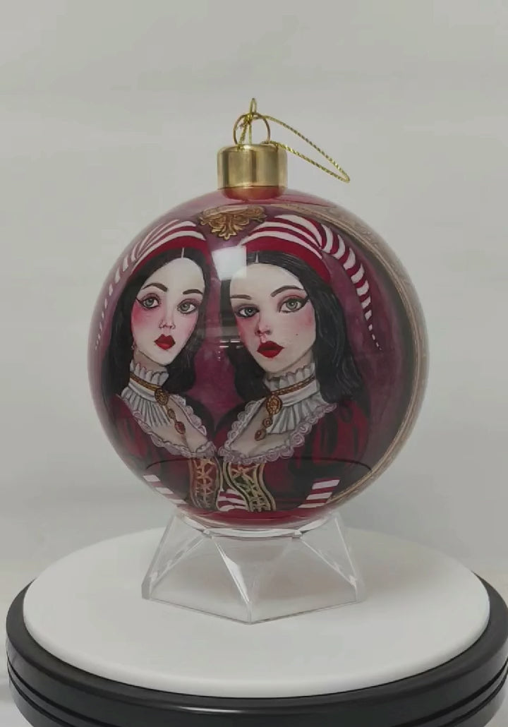 Tweedles Dark Hair Limited Edition Glass Ornament - 4 inch