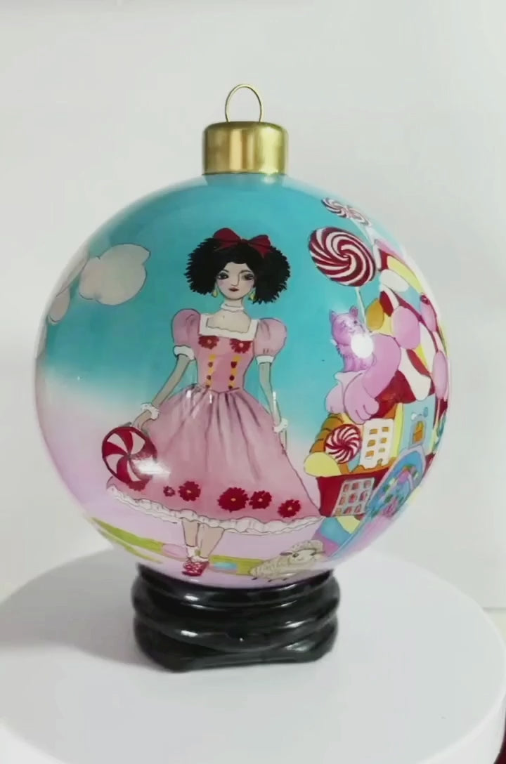 Princess House Black Hair Limited Edition Glass Ornament - 4 inch
