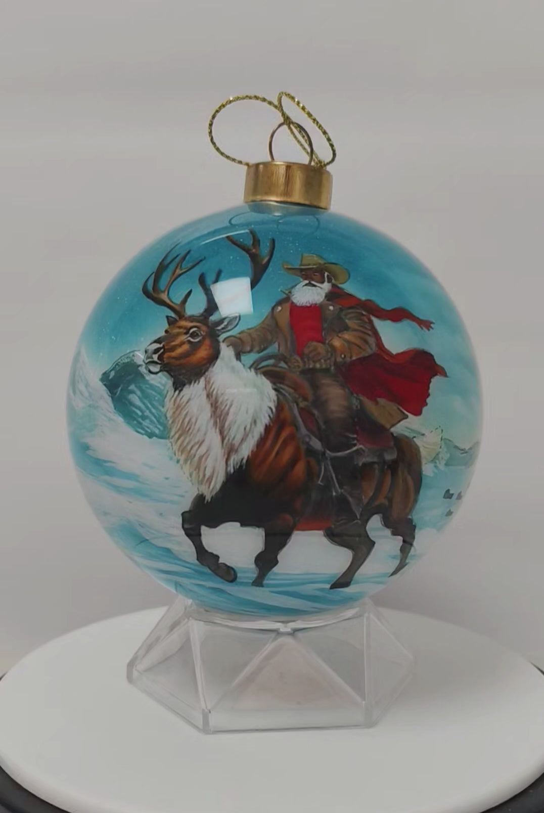 Cowboy Santa Hand-Painted Limited Edition Glass Ornament - 4 inch