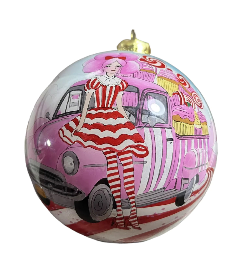 Princess Cupcake Truck Limited Edition Glass Ornament - 4 inch
