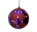 Glitter Ball 6 inch - purple base with red diamonds