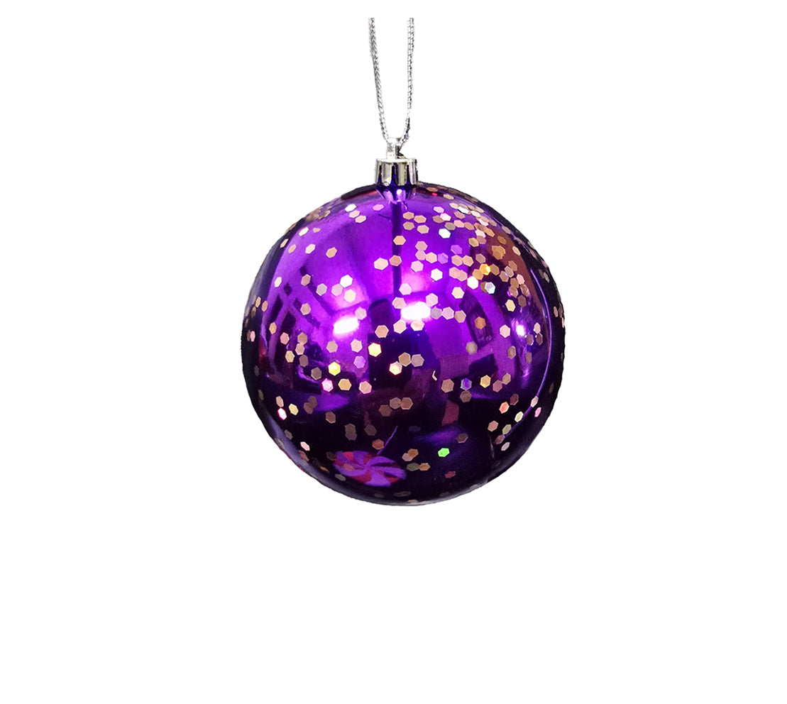 Glitter Ball 4 inch - purple confetti