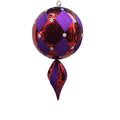 Finial Ornament 14 inch -red with purple diamonds