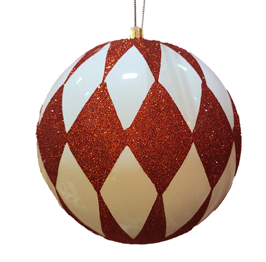 Glitter Ball 12 inch - red and white