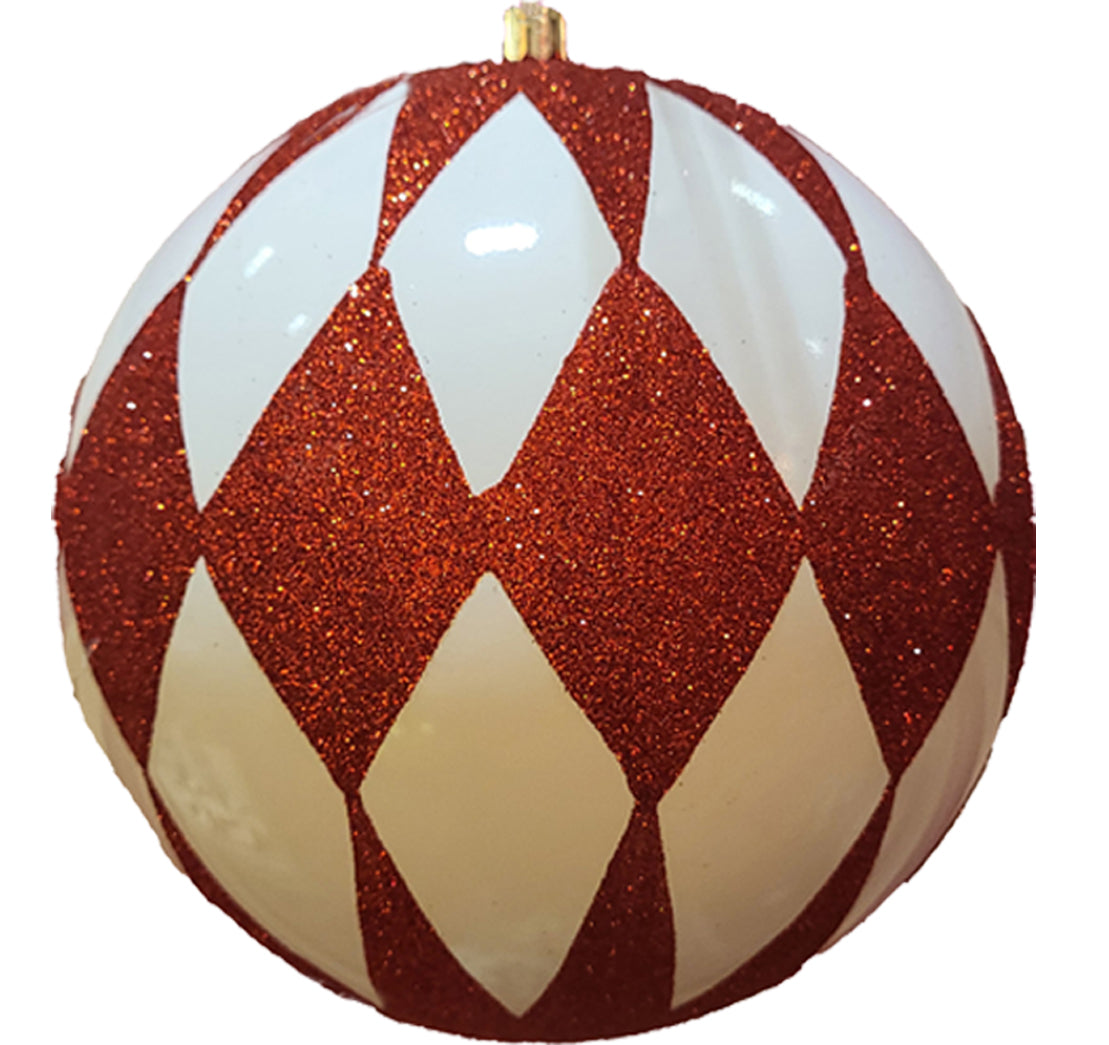 Glitter Ball 16 inch - red and white
