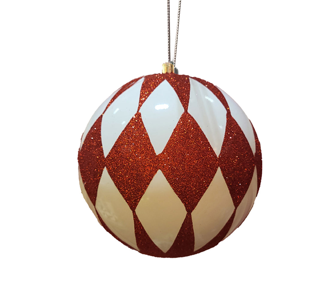 Glitter Ball 6 inch - red and white