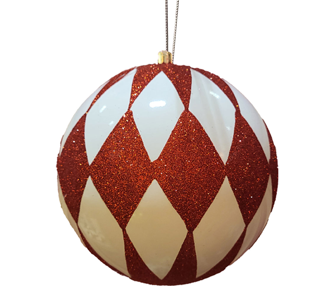 Glitter Ball 8 inch - red and white
