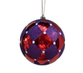 Glitter Ball 6 inch - red base with purple diamonds